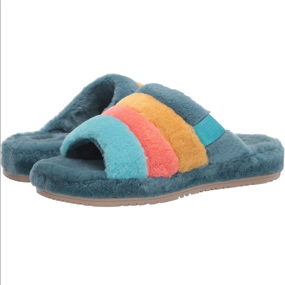 UGG Size 11 Men | Size 13 Women New Fluff You Slippers Stripes Pride Shearling